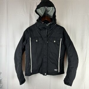 Marker Jacket Womens 8 Black‎ Full Zip Packable Hood Snow Ski